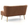 Curved Channel Stitched Fabric Accent Bench with Wooden Legs, Brown