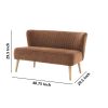 Curved Channel Stitched Fabric Accent Bench with Wooden Legs, Brown