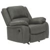Faux Leather Upholstered Rocker Recliner with Jumbo Stitching, Gray