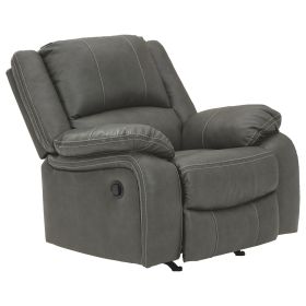 Faux Leather Upholstered Rocker Recliner with Jumbo Stitching, Gray