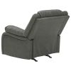 Faux Leather Upholstered Rocker Recliner with Jumbo Stitching, Gray
