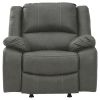 Faux Leather Upholstered Rocker Recliner with Jumbo Stitching, Gray