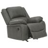 Faux Leather Upholstered Rocker Recliner with Jumbo Stitching, Gray