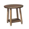 Rustic Plank Style Round Shape Cocktail and 2 End Tables, Set of 3, Brown