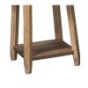 Rustic Plank Style Round Shape Cocktail and 2 End Tables, Set of 3, Brown