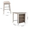 3 Piece Counter Height Table and Barstool Set, Antique White and Brown