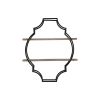 2 Tier Wooden Wall Shelf with Quatrefoil Design Open Metal Frame, Black