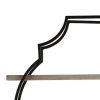 2 Tier Wooden Wall Shelf with Quatrefoil Design Open Metal Frame, Black
