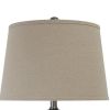 150 Watt Ceramic Body Table Lamp with Tapered Fabric Shade, Green and Beige