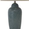 150 Watt Ceramic Body Table Lamp with Tapered Fabric Shade, Green and Beige