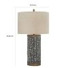 150 Watt Metal Body Table  Lamp with Network Design, Gray and Beige