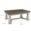 Rectangular Wooden Cocktail Table with Trestle Base,Brown and Antique White