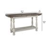 Flip Top Wooden Sofa Table with Open Bottom Shelf, Brown and Antique White