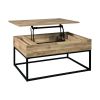 19" Wood and Metal Lift Top Cocktail Table, Brown and Black