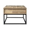 19" Wood and Metal Lift Top Cocktail Table, Brown and Black