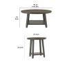 3 Piece Occasional Table Set with Open Bottom Shelf, Antique Gray