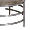 Wood Top Round Cocktail Table with Metal Base, Brown and Gray