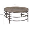 Wood Top Round Cocktail Table with Metal Base, Brown and Gray