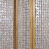 3 Panel Wooden Screen with Pearl Motif Accent, Brown and Silver