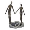 13 Inch Polyresin Couple Holding Hand Figurine, Bronze