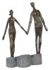 13 Inch Polyresin Couple Holding Hand Figurine, Bronze