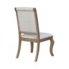 Button Tufted Fabric Side Chair with Cabriole Legs,Set of 2,Brown and Cream