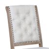 Button Tufted Fabric Side Chair with Cabriole Legs,Set of 2,Brown and Cream