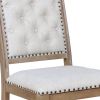 Button Tufted Fabric Side Chair with Cabriole Legs,Set of 2,Brown and Cream