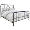 Open Tubular Frame Metal Queen Bed, Black