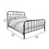 Open Tubular Frame Metal Queen Bed, Black