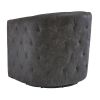 31 Inch Barrel Back Leatherette Swivel Accent Chair, Black