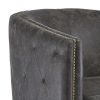 31 Inch Barrel Back Leatherette Swivel Accent Chair, Black
