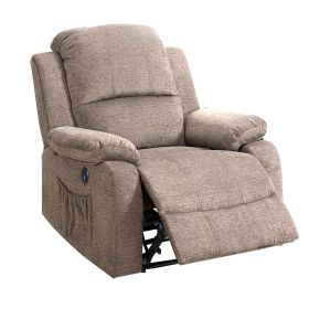 39 Inch Fabric Power Recliner with USB Port, Brown