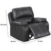Leatherette Manual Recliner with Stitched Details, Black