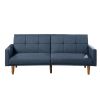 Fabric Adjustable Sofa with Square Tufted Back, Blue