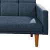 Fabric Adjustable Sofa with Square Tufted Back, Blue