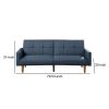 Fabric Adjustable Sofa with Square Tufted Back, Blue