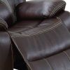 37 Inches Leatherette Glider Recliner with Pillow Arms, Dark Brown