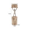 14 Inch Wooden Standing Man Candle Holder, Brown and Silver