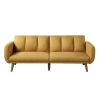 Adjustable Upholstered Sofa with Track Armrests and Angled Legs, Yellow
