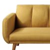 Adjustable Upholstered Sofa with Track Armrests and Angled Legs, Yellow