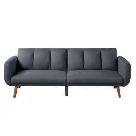 Adjustable Upholstered Sofa with Track Armrests and Angled Legs, Light Gray