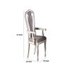 Wooden Arm Chair with Button Tufted Back, Set of 2, Cream and Gray