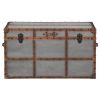 33.5 Inches Wooden Storage Trunk with Bolt Trim, Gray