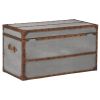 33.5 Inches Wooden Storage Trunk with Bolt Trim, Gray