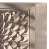 2 Door Wooden Accent Cabinet with Floral Carving, Distressed Whitewash