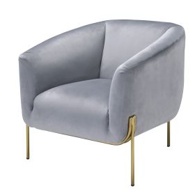 Velvet Upholstered Accent Chair with Spindle Legs, Gray