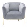 Velvet Upholstered Accent Chair with Spindle Legs, Gray