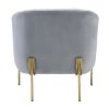 Velvet Upholstered Accent Chair with Spindle Legs, Gray