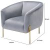 Velvet Upholstered Accent Chair with Spindle Legs, Gray